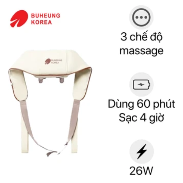 Máy massage cổ vai gáy BuHeung MK-332 – Massage shiatsu – 4 con lăn xoay – Tăng cường tuần hoàn máu